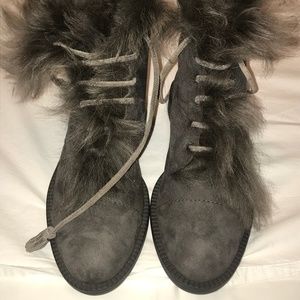 Pedro Garcia Gray Fur Suede Boots - 7.5 / 37.5